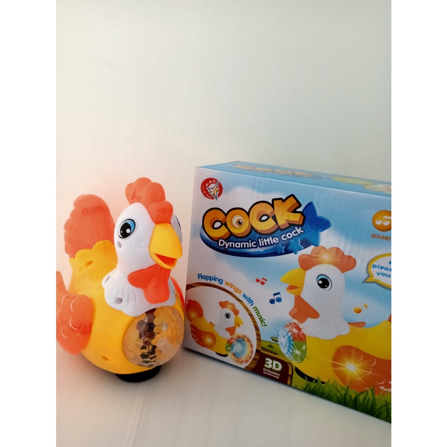 MAINAN ANAK AYAM DYNAMIC 3D LITTLE COCK - 308 musik led lampu