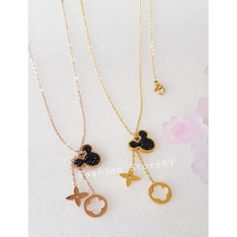 New Kalung Mickey titanium Rosegold Antikarat Selamanya kalung bestseller import bestquality