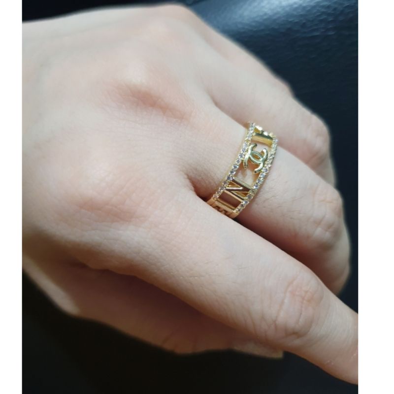 Cincin Titanium Asli Gold Free Size Bisa Setel Besar Kecil Anti karat Stainless steel 011