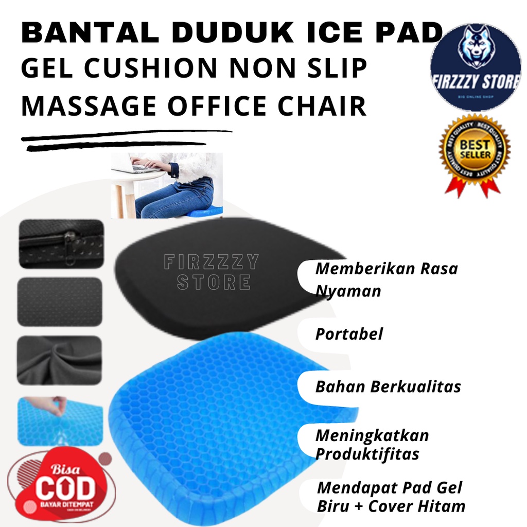 Bantal Duduk Ice Pad Gel Cushion Non Slip Massage Office Chair