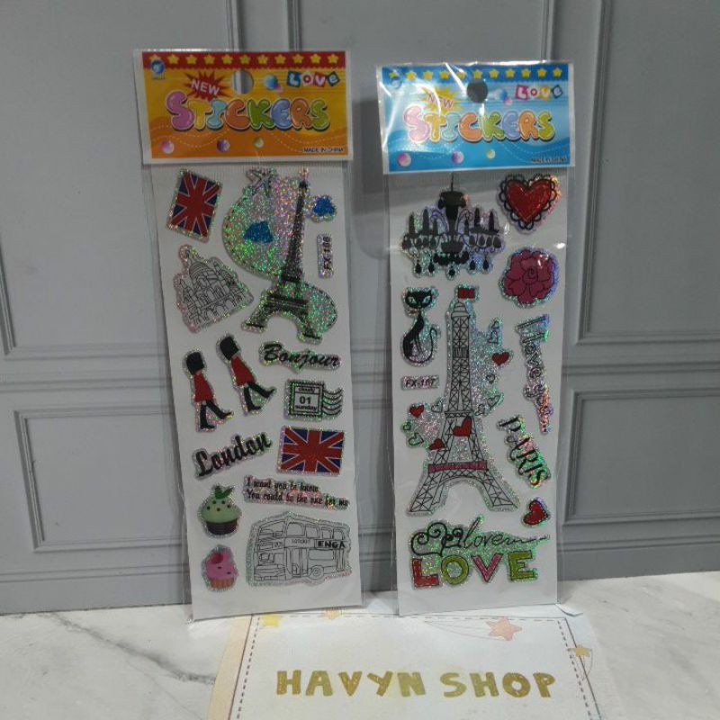 sticker gambar/sticker anak/Stiker Hologram-PARIS