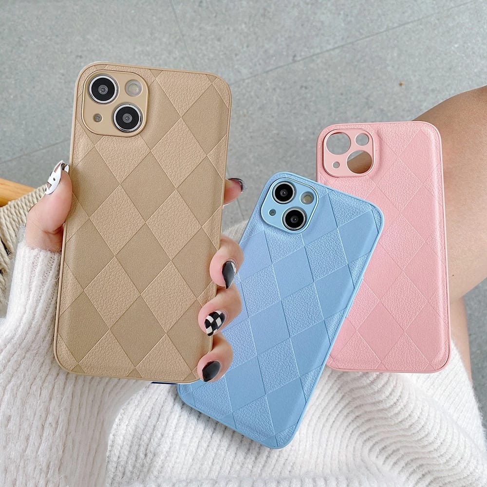 Soft Case Silicone Luxury Leather Case Square Untuk iPhone 7/8/SE/7plus/8plus/11/11pro/11promax/12/12mini/12pro/12promax/13/13mini/13pro/13pormax