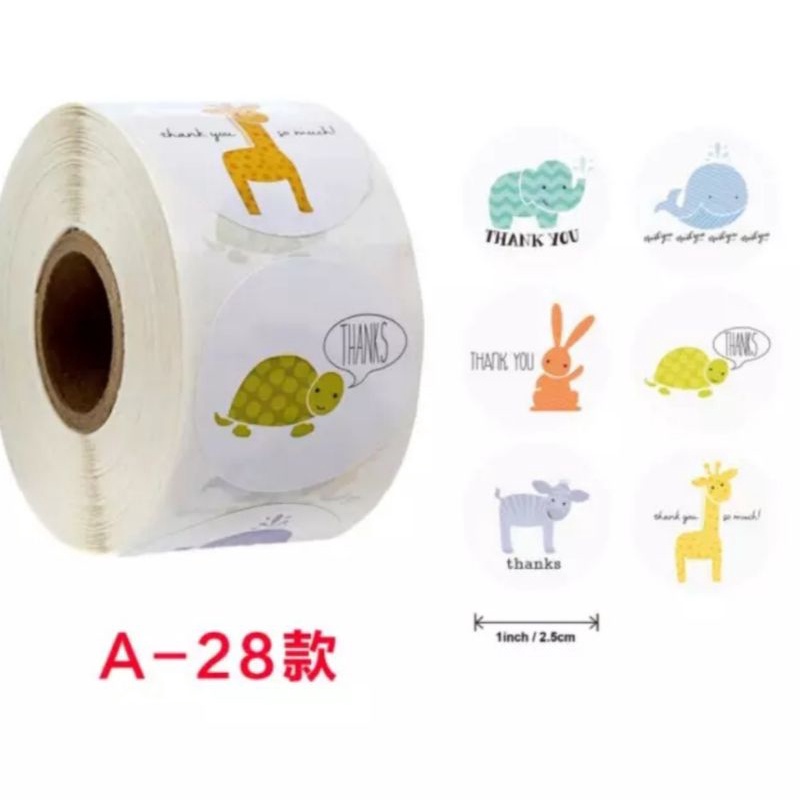 Fancy Kids Stiker 500pcs (1roll) 2.5cm 1 inch stiker 8 desain dalam 1 roll