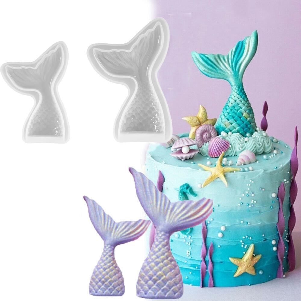 [Elegan] Cetakan Kue Kerajinan Silikon Ikan Garpu Ekor Fandant Mermaid Tail Cokelat Bakeware