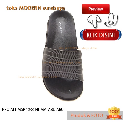 Sandal pria casual sandal slide karet murah PRO ATT MSP 1206 HITAM ABU ABU