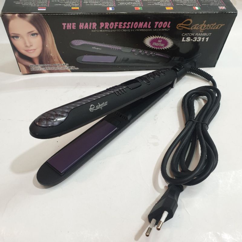 Alat catok rambut datar lurus curly blow Ladystar Ls 3311 suhu Temperatur Ori