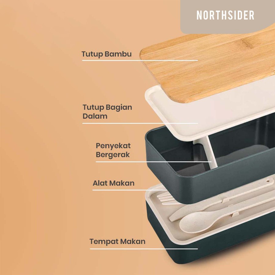 KOTAK MAKAN RANTANG BENTO LUNCH BOX 2 LAYER TUTUP BAMBU JAPAN STYLE