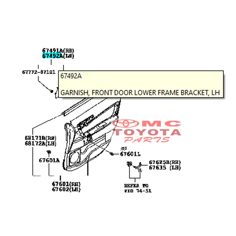 Garnish Segitiga Dalam Spion Depan Kiri Rush Terios 67492-BZ040