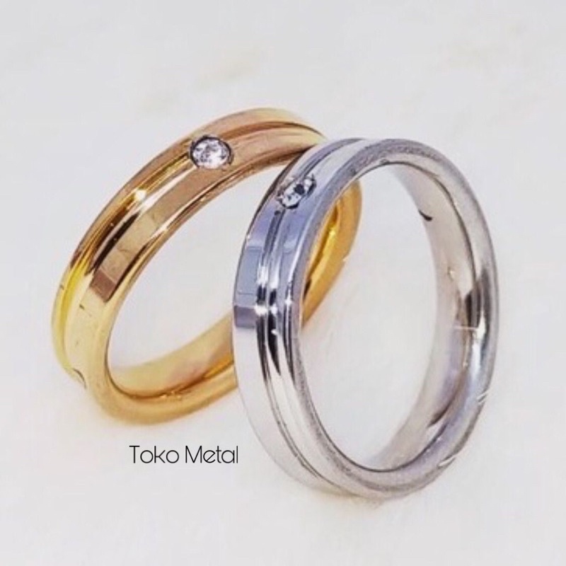 CINCIN TITANIUM MATA SATU SILVER &amp; GOLD PRIA &amp; WANITA [ Toko Metal ]