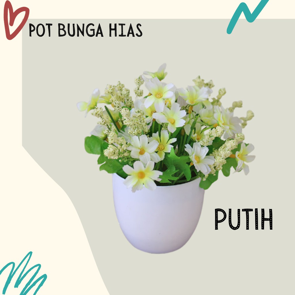 Satu7an PBP30 Tanaman Bunga Plastik Tanaman Hias Bunga Anggrek Krisan Pot Bunga Hias Bonsai Ornamen Dekorasi Rumah Artificial Flower