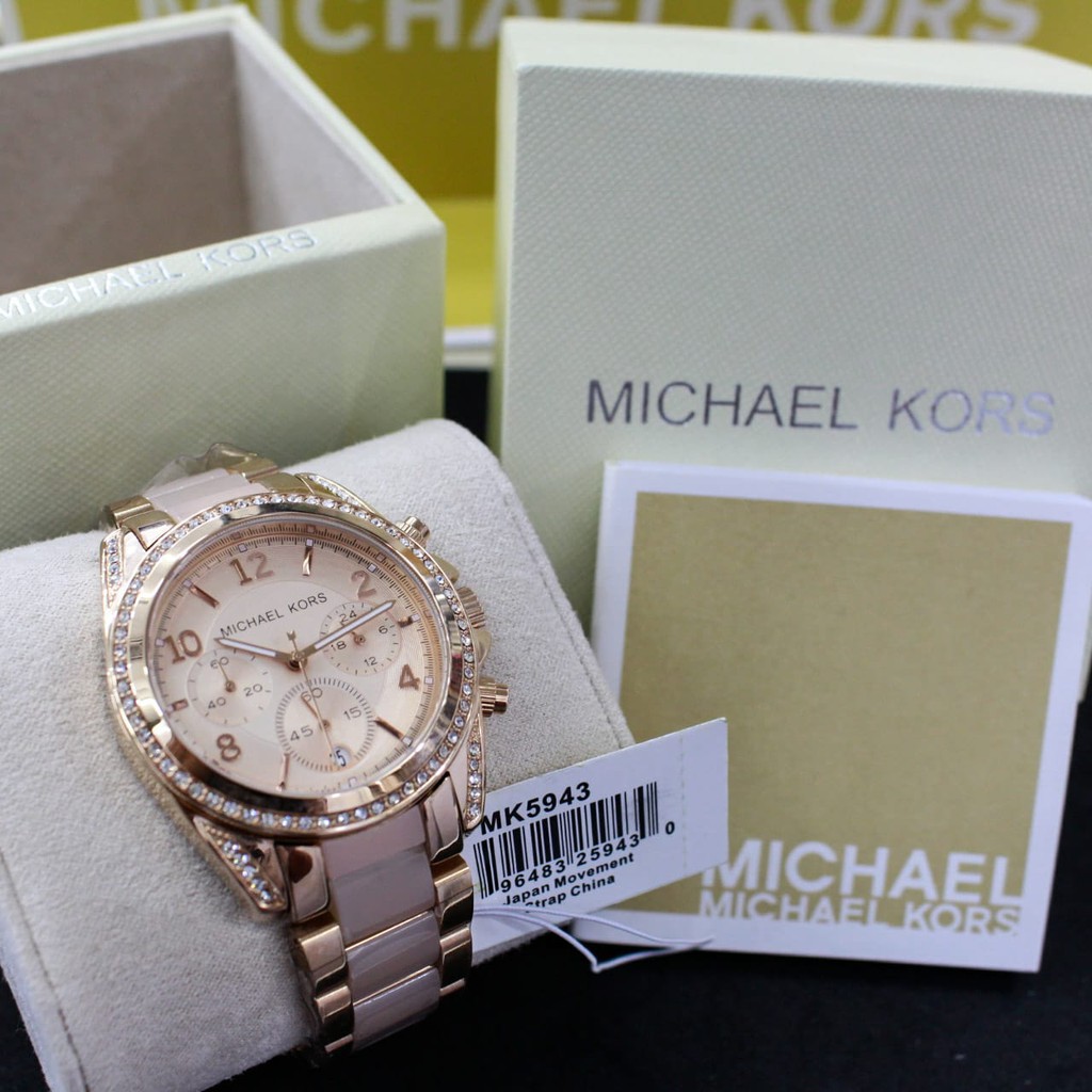 termurah d=38mm, Michael Kors MK 5943 Original , chronograph stopwatch, all stainless steel