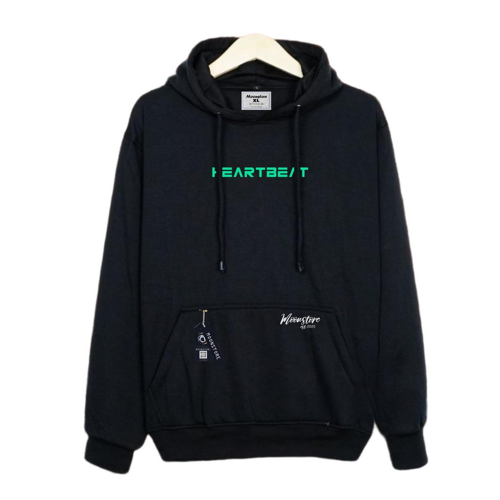 Sweater Hoodie Pria Wanita Heartbeat GID Warna Army Sweter Unisex M-XXL