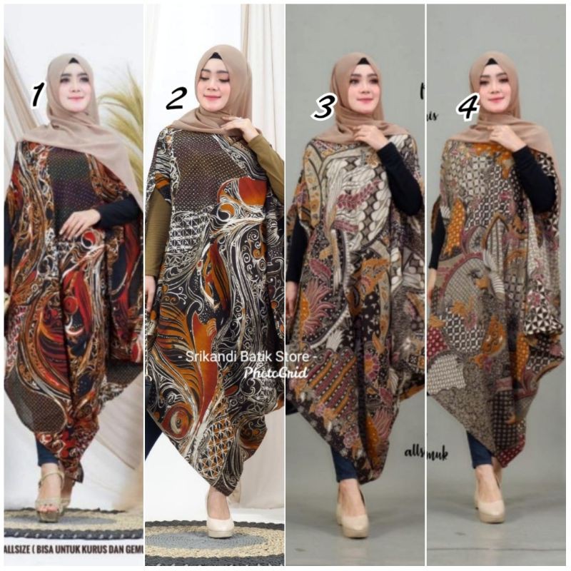 Kaftan Paris Asimetris Dress Batik Abstrak Original Batik ...