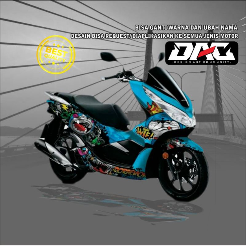 sticker decal pcx 150 doraemon zombie variasi biru