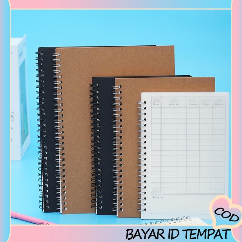 COD❤️ A5 Kraft Paper Coil Book Simple Student Notebook Meeting Notepad Buku Akuntansi Portabel-A.one