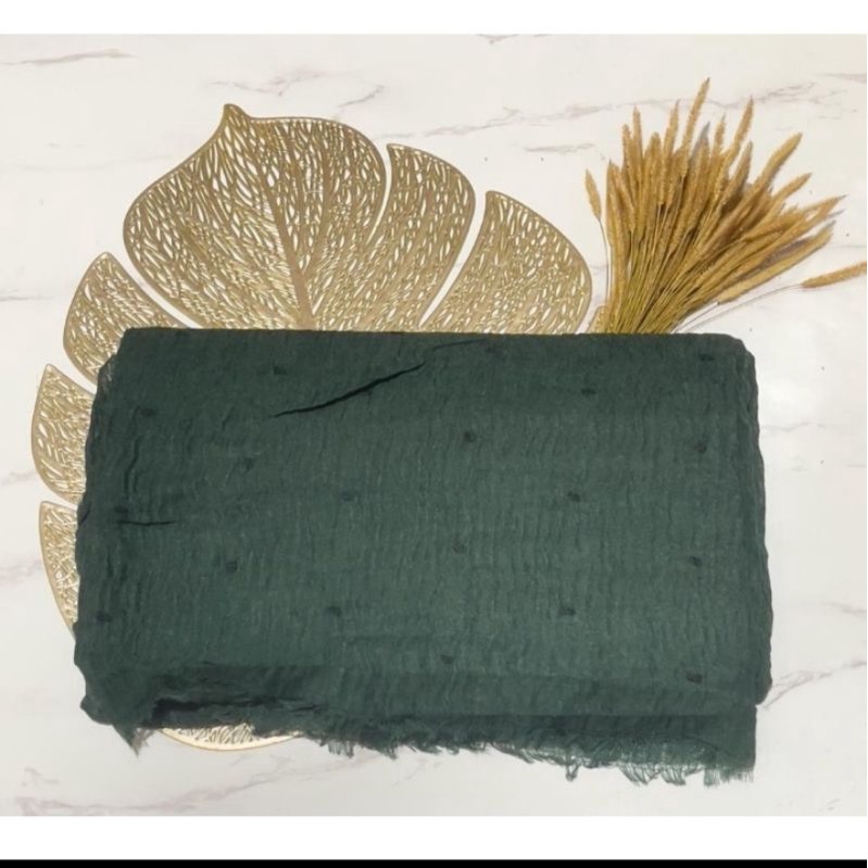 pashmina kusut polos / hijab pashmina crinkle premium-Hijau botol romansa