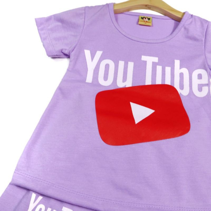 SETELAN SIKUNING PAKAIAN BAJU ANAK PEREMPUAN MOTIF YOUTUBE 2-7 TAHUN