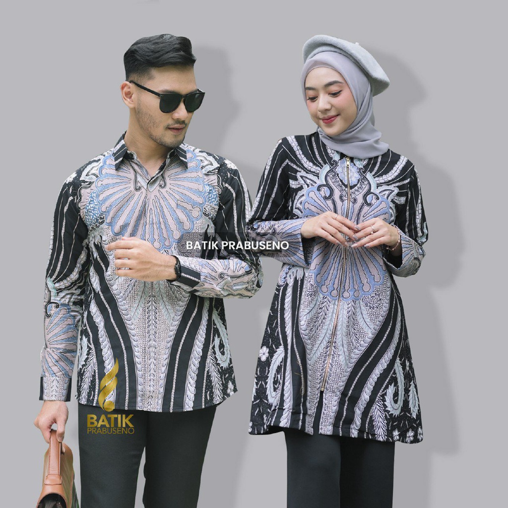 Batik Pria Wanita Motif WENTAR  Cauple  Printing Slimfit Lengan Panjang Original Kemeja Atasan Elega