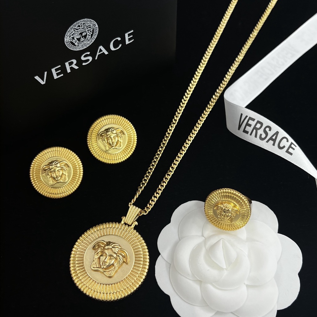 kalung antings versace medusa necklace stud earrings