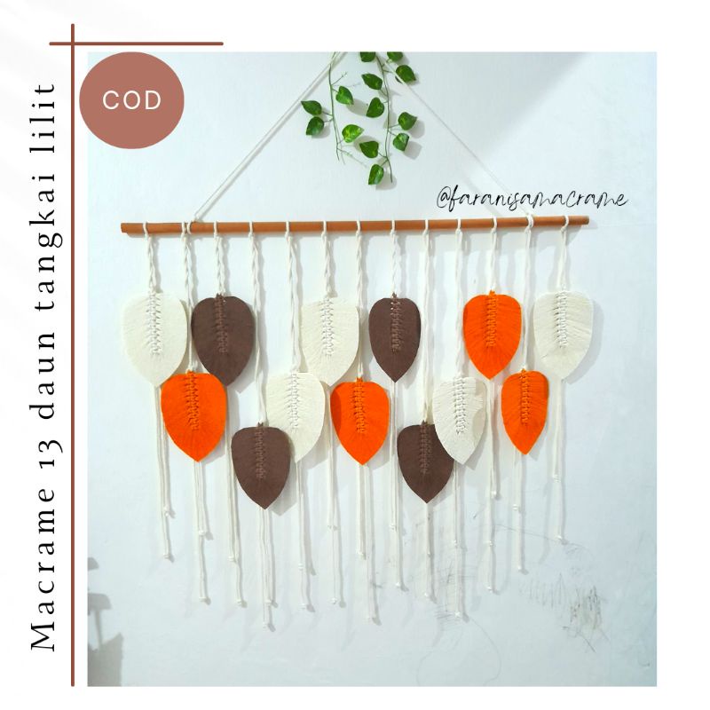 Hiasan dinding Macrame 90cm 13 daun dekorasi aestetic rustic rumah ukuran besar murah