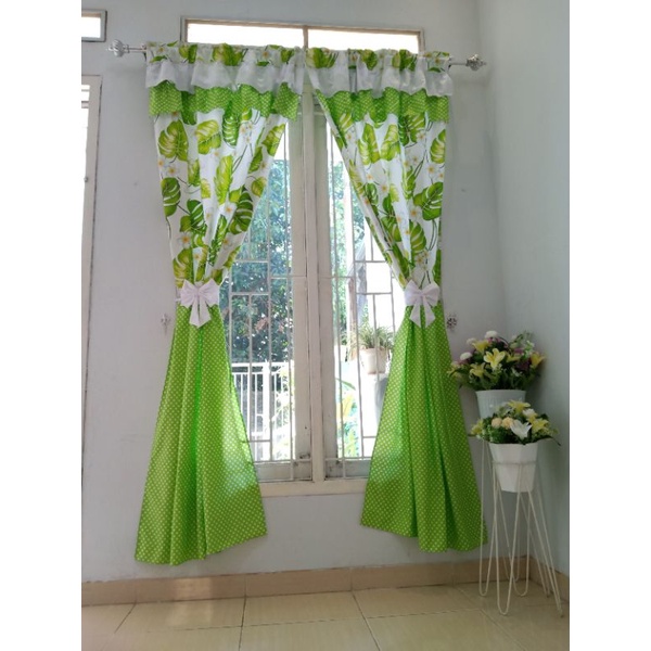 gorden shabby hijau rempel ukuran 2m *2,5m