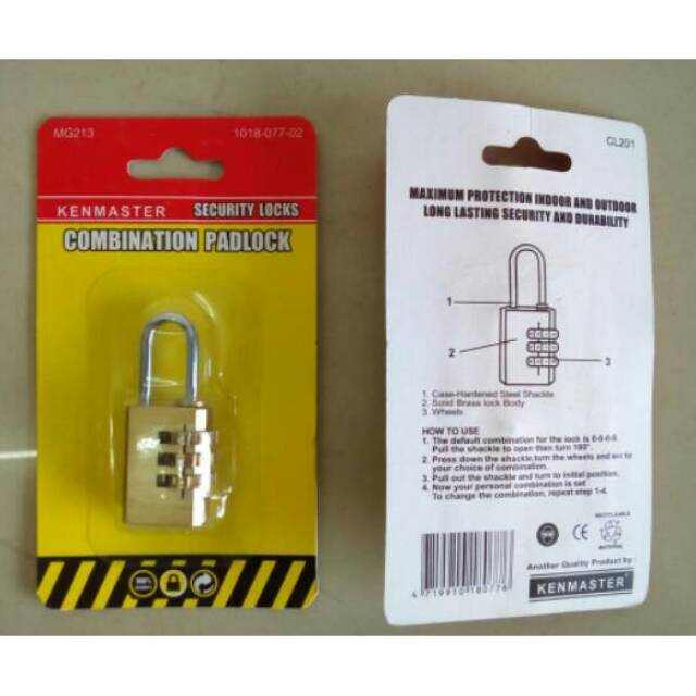 Gembok kuning nomor / Gembok koper/Combination pablock/gembok rumah pagar