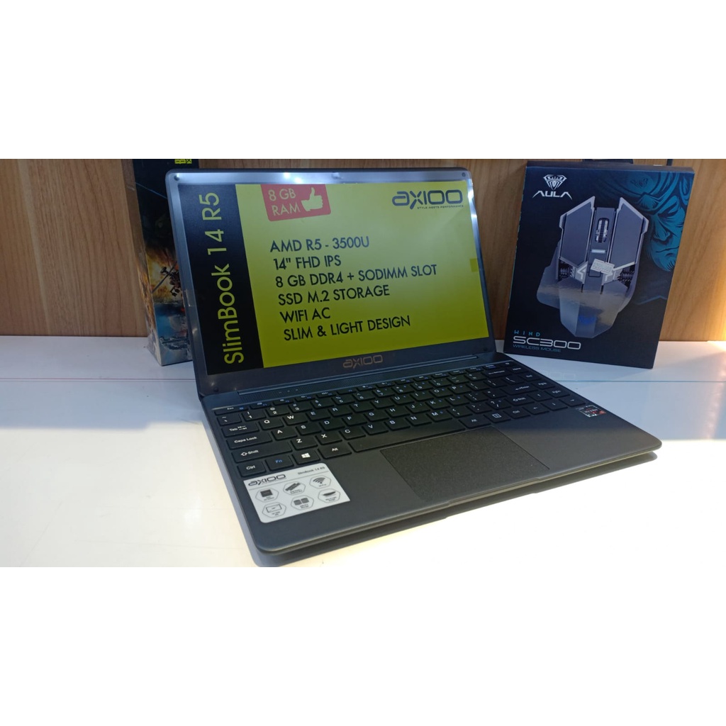 LAPTOP GAMING TERBARU AXIOO SLIMBOOK 14 S1 AMD RYZEN 5 3500U 16GB 512GB 14 FHD IPS W10PRO TERLARIS