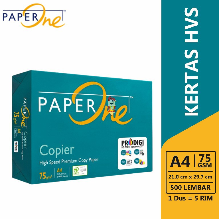 

Kertas HVS A4 PaperOne 75 gsm - 1RIM