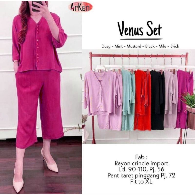 venus set cringkle premium setelan wanita polos busui