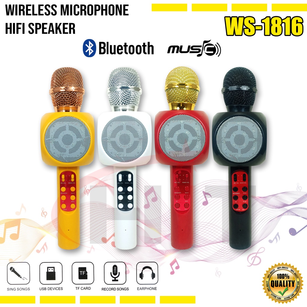 MICROPHONE KARAOKE 1816 MIC SPEAKER WIRELESS BLUETOOH WSTER WS-1816