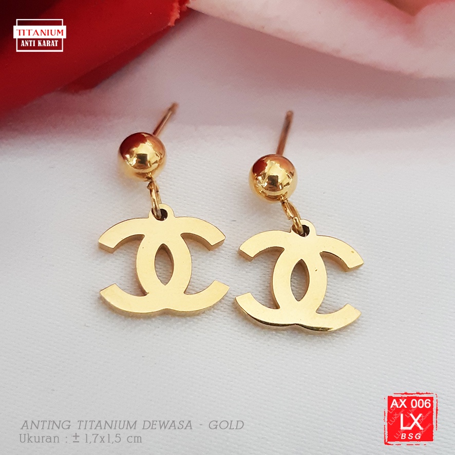 AX 006  Anting Panjang Titanium Rose Gold Anting Anti Karat Selamanya Anting Hijab Mas Anting Rumbai Panjang Giwang Mewah Terlaris Luxx Xuping