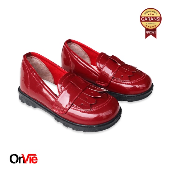 Sepatu Loafers Anak Glossy Dengan Variasi Pita Lucu | Sepatu Onvie