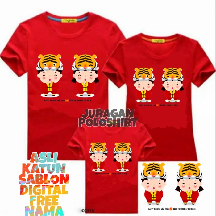 KAOS IMLEK 2022 TIGER-KAOS IMLEK FAMILY-KAOS UNISEX PRIA/WANITA-JRG08 - kaos distro imlek 2022