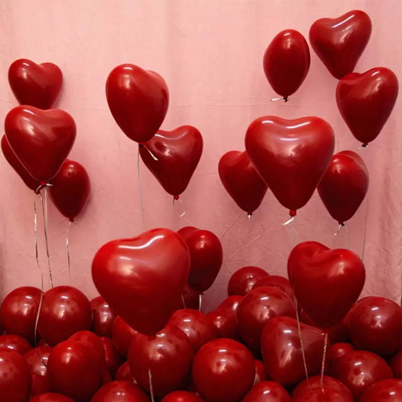 10pcs Balon Latex Bentuk Hati Tulisan I Love You Untuk Dekorasi Pesta Ulang Tahun / Pernikahan