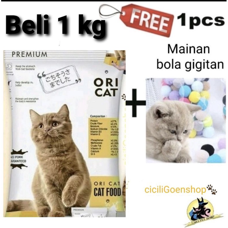 ORICAT GRATIS MAINAN Makanan kucing Premium repack kibble ikan kotak CAT FOOD KERING PAKAN adult