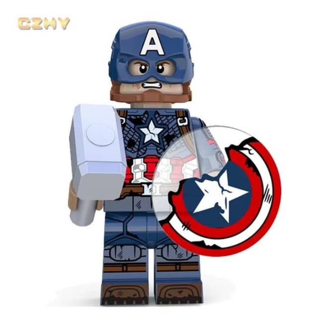 Lego Marvel Captain America Battle Damage Broken Shield Mjolnir No Dus Minifigur Infinity War Mainan Shopee Indonesia