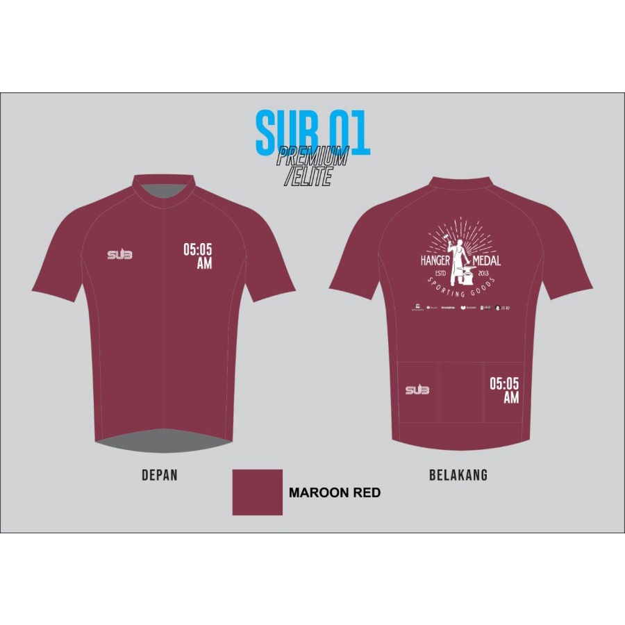 HANGERMEDAL MAROON RED SUBJERSEY SUB JERSEY SEPEDA 05 AM 05AM ELITE