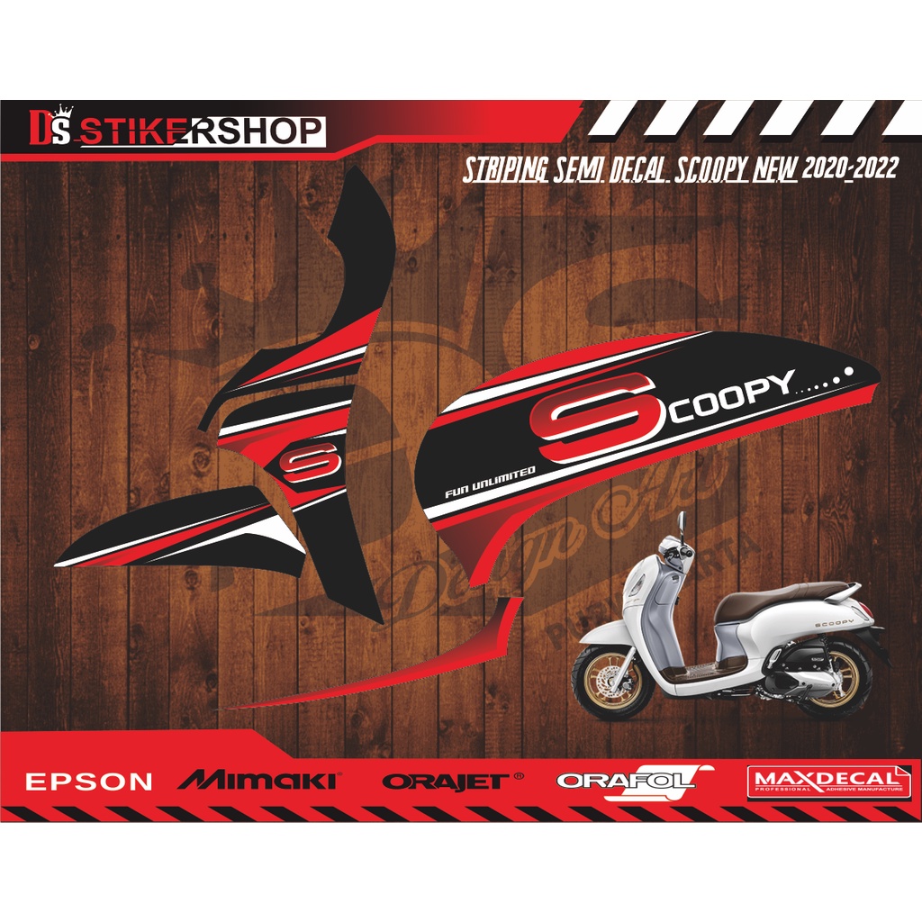 striping honda scoopy new 2020-2021 variasi.striping semi decal scoopy warna hitam merah