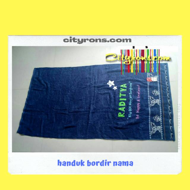 Handuk bordir nama dan gambar sesuai request