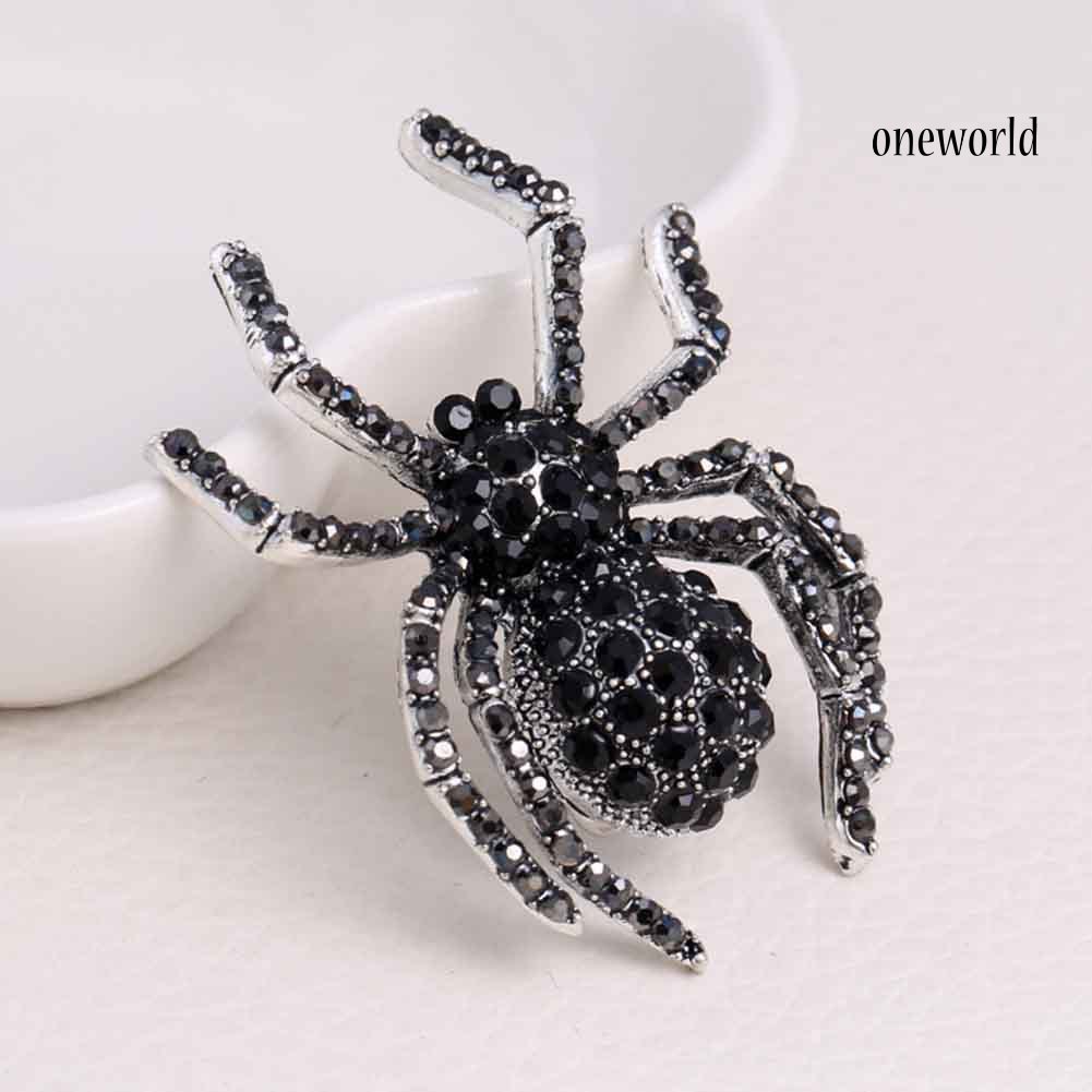 OW@ Vintage Women Rhinestone Inlaid Spider Brooch Pin Bag Badge Lapel Jewelry Gift