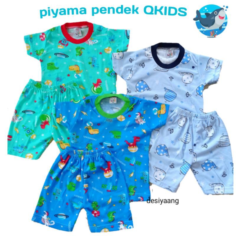 Setelan Anak Pendek Qkids 6bulan-6tahun Bahan Libby Velvet Junior