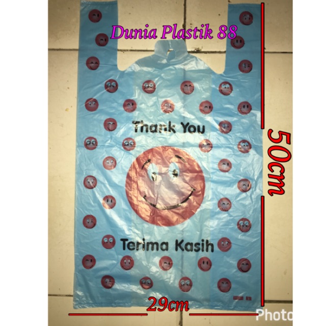 Isi 500gram Hd29 Smile 62lembar Kantong Plastik Kresek Hd29 Smile Tulisan Thank You Terima Kasih