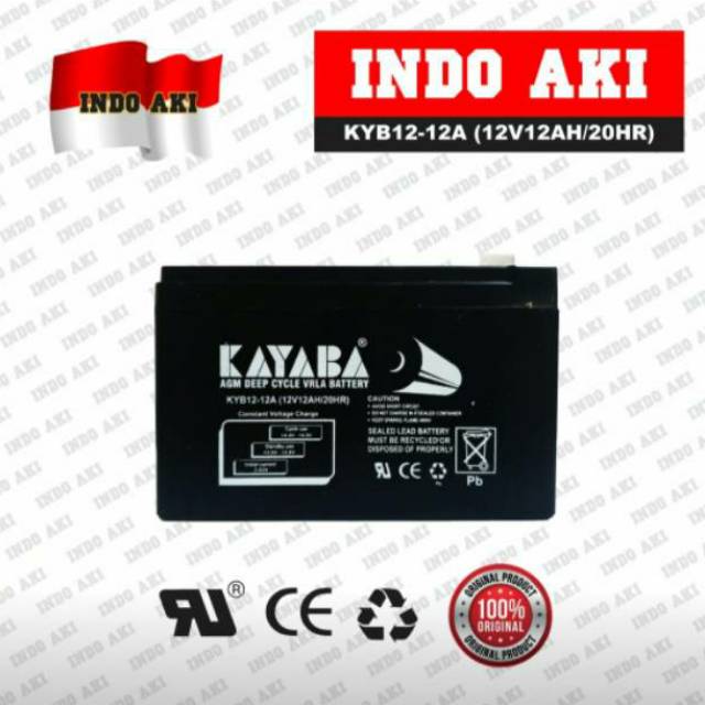 Jlelectro Aki/Baterai(Accu/Battery) Kering(Mf) Vrla(Ups) Sepeda Listrik 12V12Ah / 12V 12Ah Kayaba