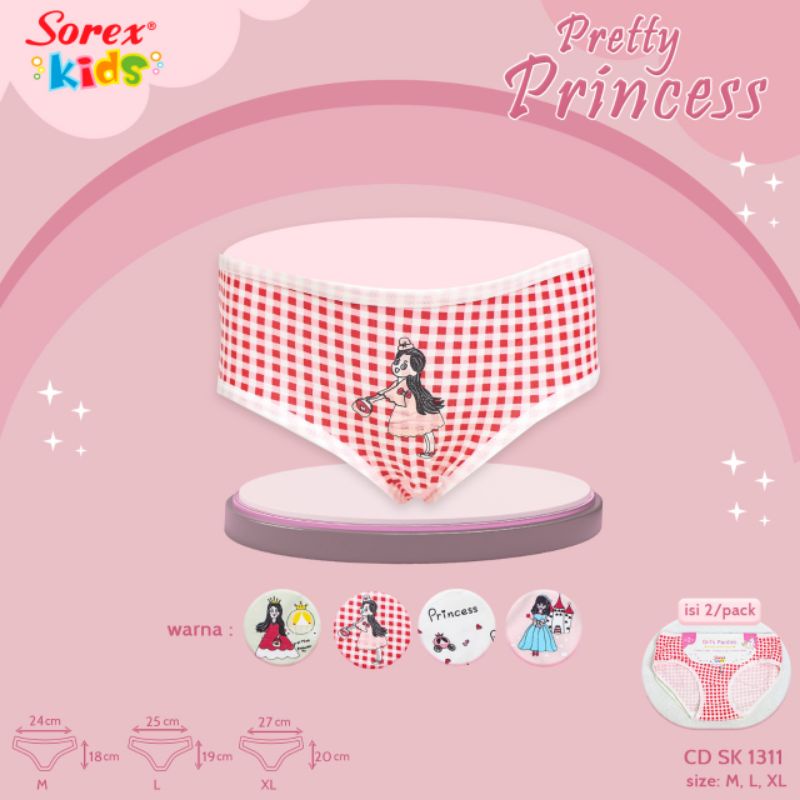 Sorex Kids SK 1311 Celana dalam Anak Perempuan  Pretty Princess (1 pak isi 2, biji)