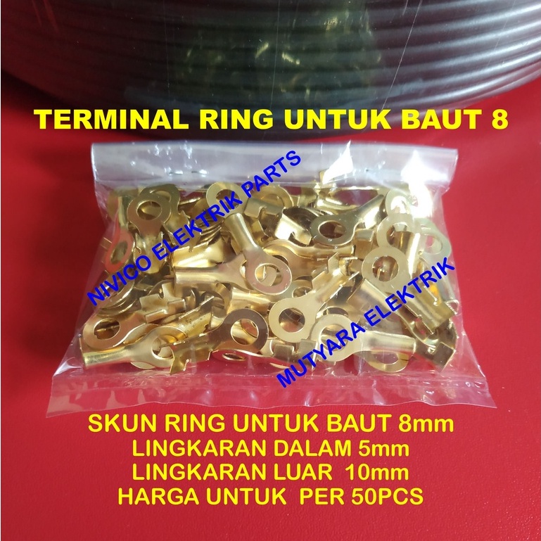 SKUN AKI M5 isi 50pcs/ SKUN RING 5mm M5/ SKUN RING BAUT 5mm/ SKUN KABEL M5
