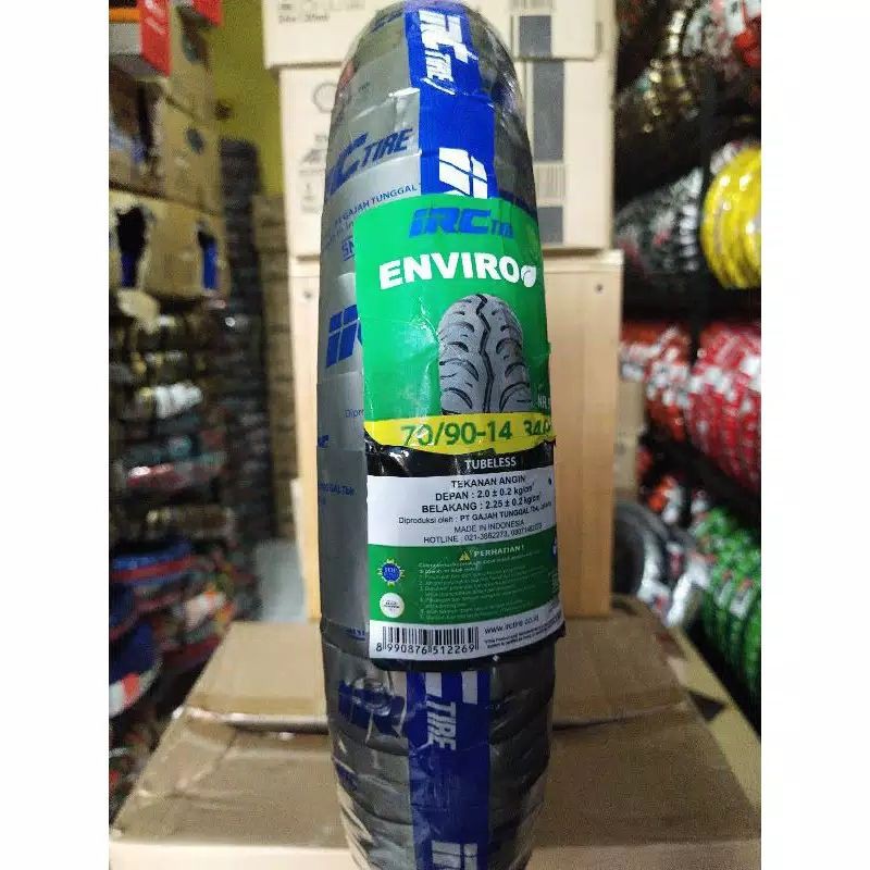 BAN TUBLES MATIC IRC ENVIRO 70/90 RING 14 , BAN BARU, GRATIS PENTIL, UNTUK SEMUA MATIC HONDA,YAMAHA, SUZUKI