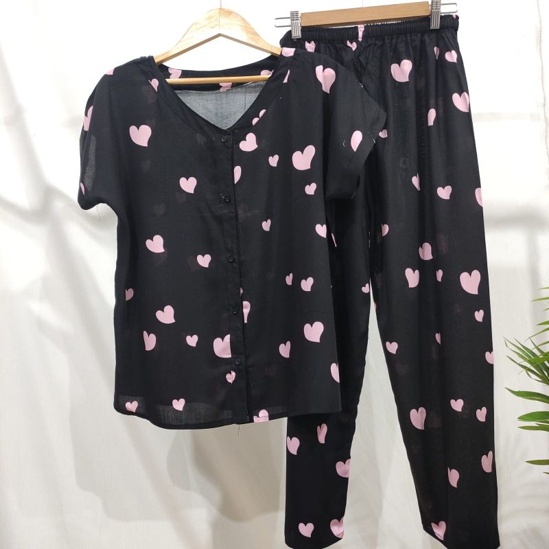 PIYAMA KANCING HITS PIYAMA KANCING BUSUI | PIYAMA RAYON | HOMEWEAR-Nk 44