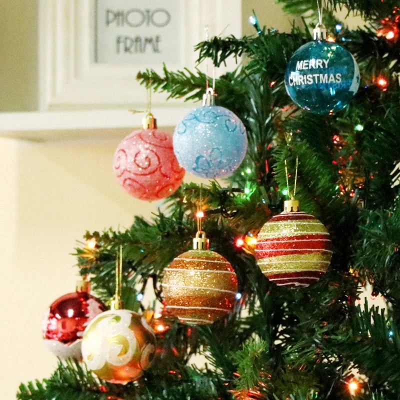 [Christmas Home Decoration Products] [24 Pcs Christmas decoration ball ][Red Gold Color Painted Ball Decoration Christmas Tree Pendant] [Xmas Home Decor Accessories]