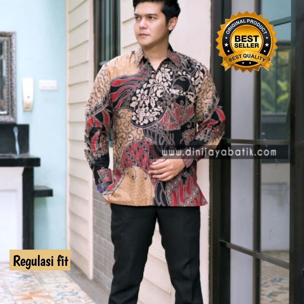 Batik Pria Lengan Panjang BATIK HRB026 motif KERATONAN size M L XL XXL Reguler