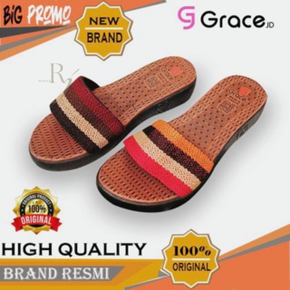 GRACE [RAJUT OSAKA] Sandal Hak Selop/ Sandal Rajut Cewek Turki/ Sendal Rajut Wedges Wanita Turkey Slop